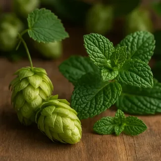 Humula (Humulus lupulus) luonnollinen unilääke uniongelmiin ja piparminttu (Mentha piperita) vatsakipuihin ja ilmavaivoihin