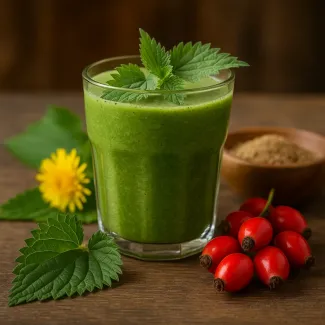 Nokkonen, ruusunmarja ja voikukka: energiainen tonici tai smoothie terveelle verelle ja elinvoimalle