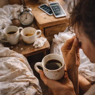 Morning fatigue after 30 shown through repeated coffee use, poor sleep, and low energy pattern