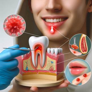 Douleur de granulome et bouche enflée